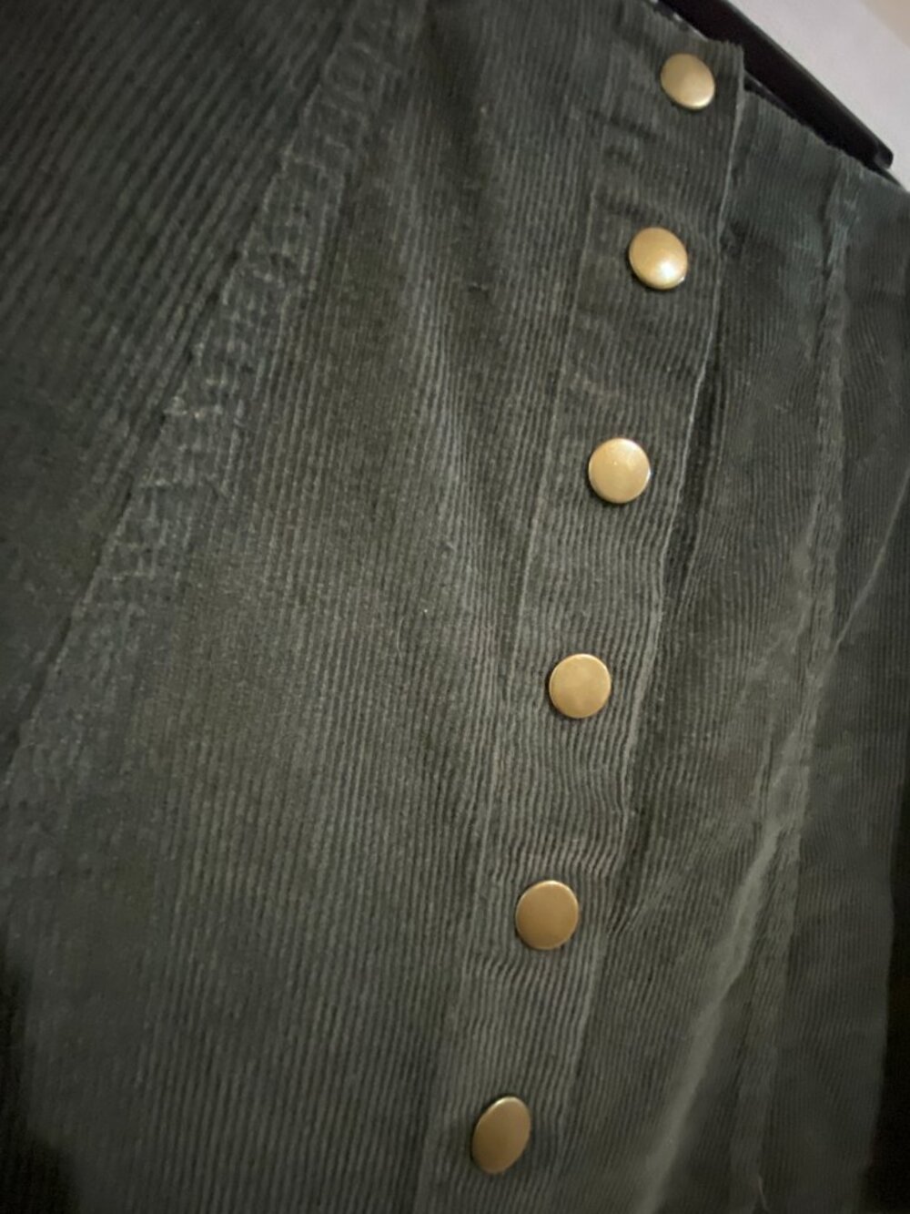 Wishlist Olive Green Corduroy Button Front Mini Skirt Size Sm A-Line High Waist - Picture 3 of 7